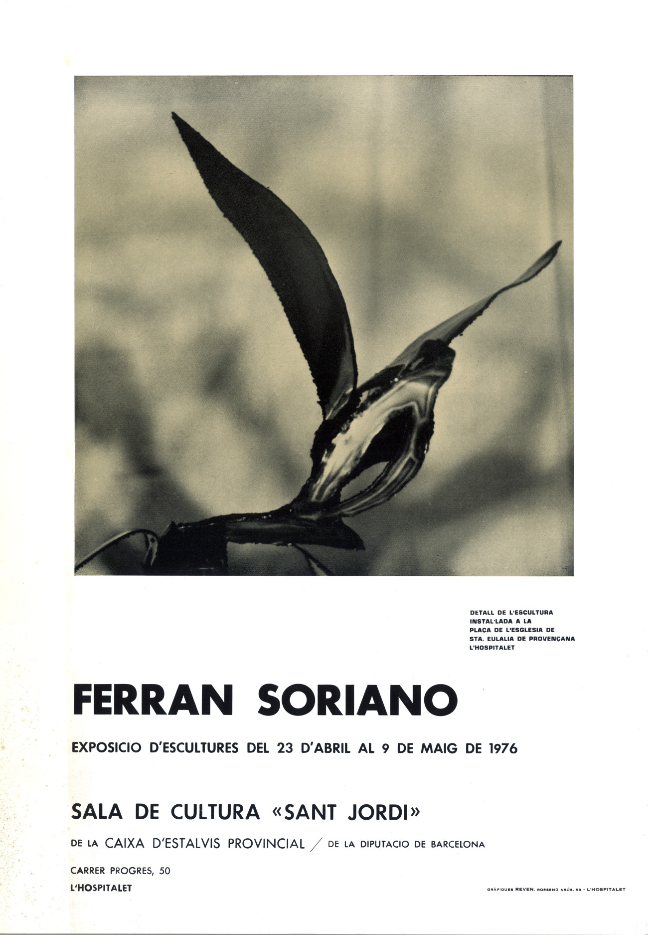 Cartell de la primera exposició d’escultures de Ferran Soriano el 1976 a l’Hospitalet