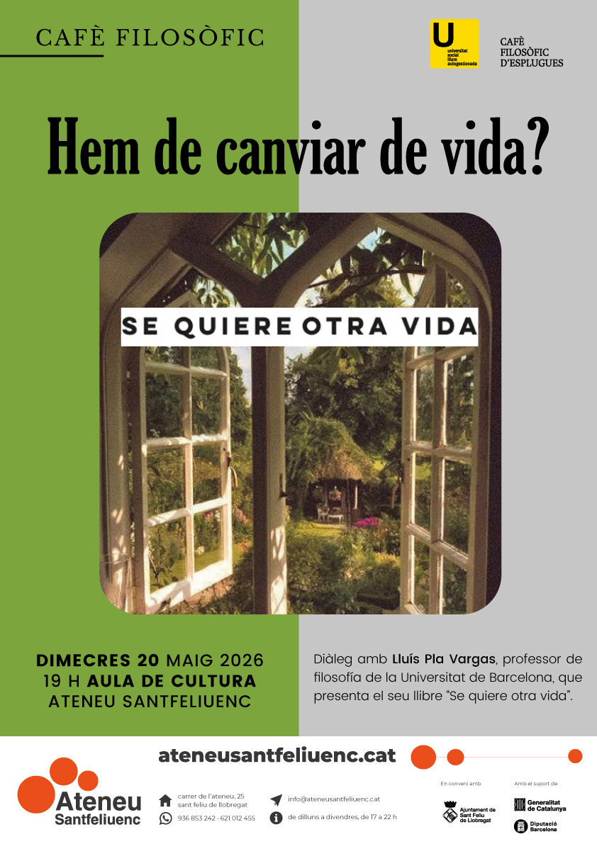 Invitació a l’acte del dia 20 de maig a l’Ateneu Santfeliuenc