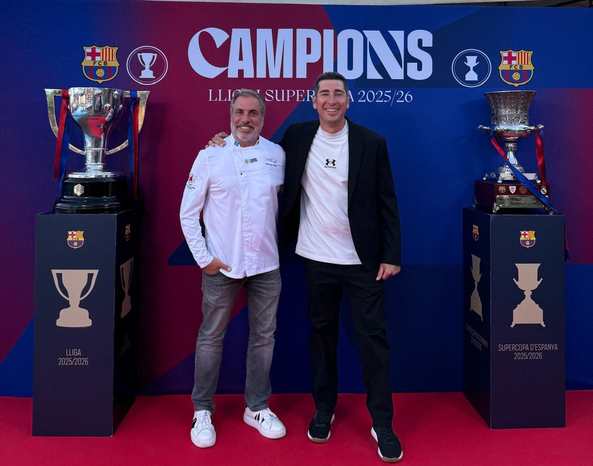 El chef ejecutivo y propietario del CBC, Marcos Ruiz Chust, junto al presidente y copropietario Albert Estragues, fueron los maestros de la ceremonia blaugrana
