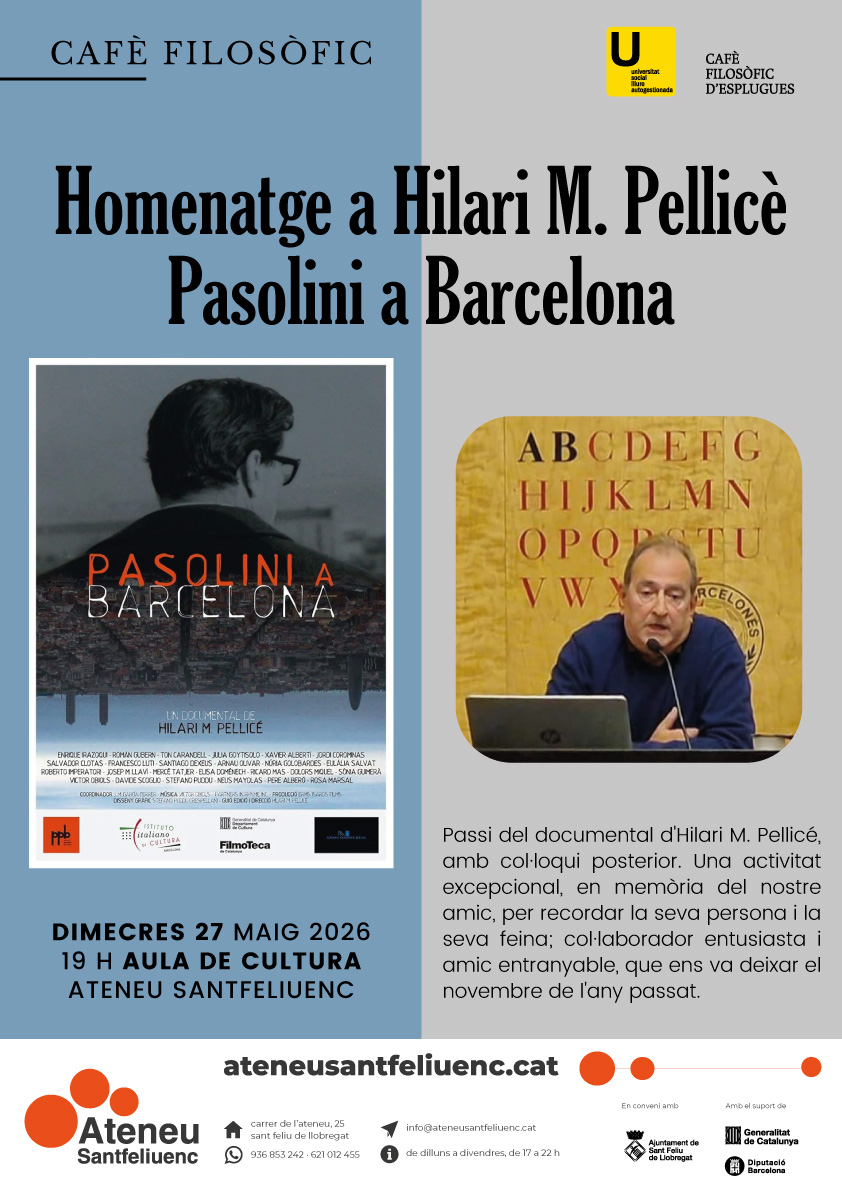 Cartel del homenaje celebrado en el Ateneu Santfeliuenc