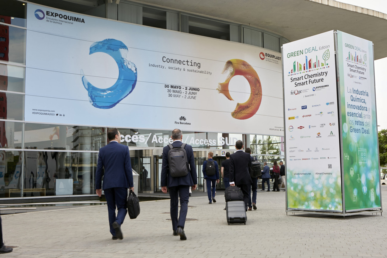  Imatge de l’anterior edició d’Expoquimia al recinte de Gran Vía de Fira de Barcelona a la ciutat de l’Hospitalet, on del 2 al 5 de juny serà el principal pool de la química d’Espanya.