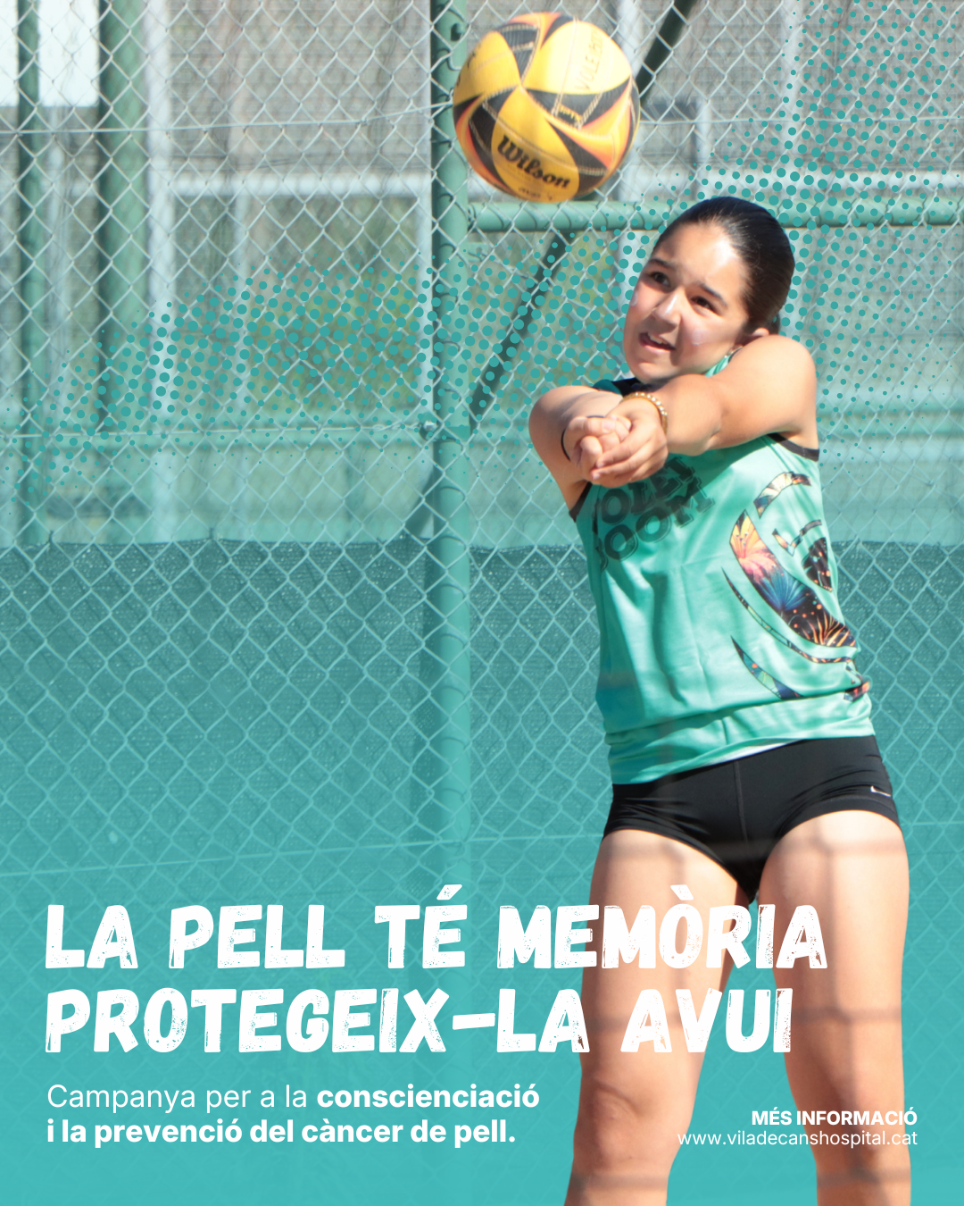 Un altre dels cartells de la campanya que, sota el lema “La pell té memòria”, sensibilitza sobre la importància de la protecció de la pell entre els més joves