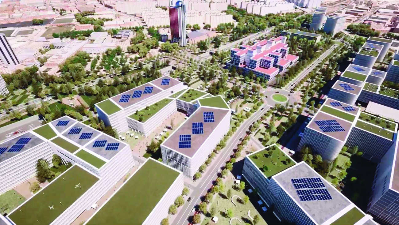 Render de com quedarà la zona amb la cobertura de la Gran Via i la construcció del BioCluster. Al fons, es pot apreciar l’edifici Hesperia Tower