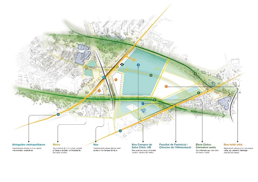 Plano de la distribución de los equipamientos de esta operación urbanística