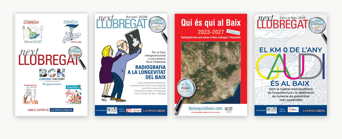  Algunas de las cabeceras de las publicaciones editadas por Baconfa, SL con la cabecera Next Llobregat además de www.quiesquialbaix.com