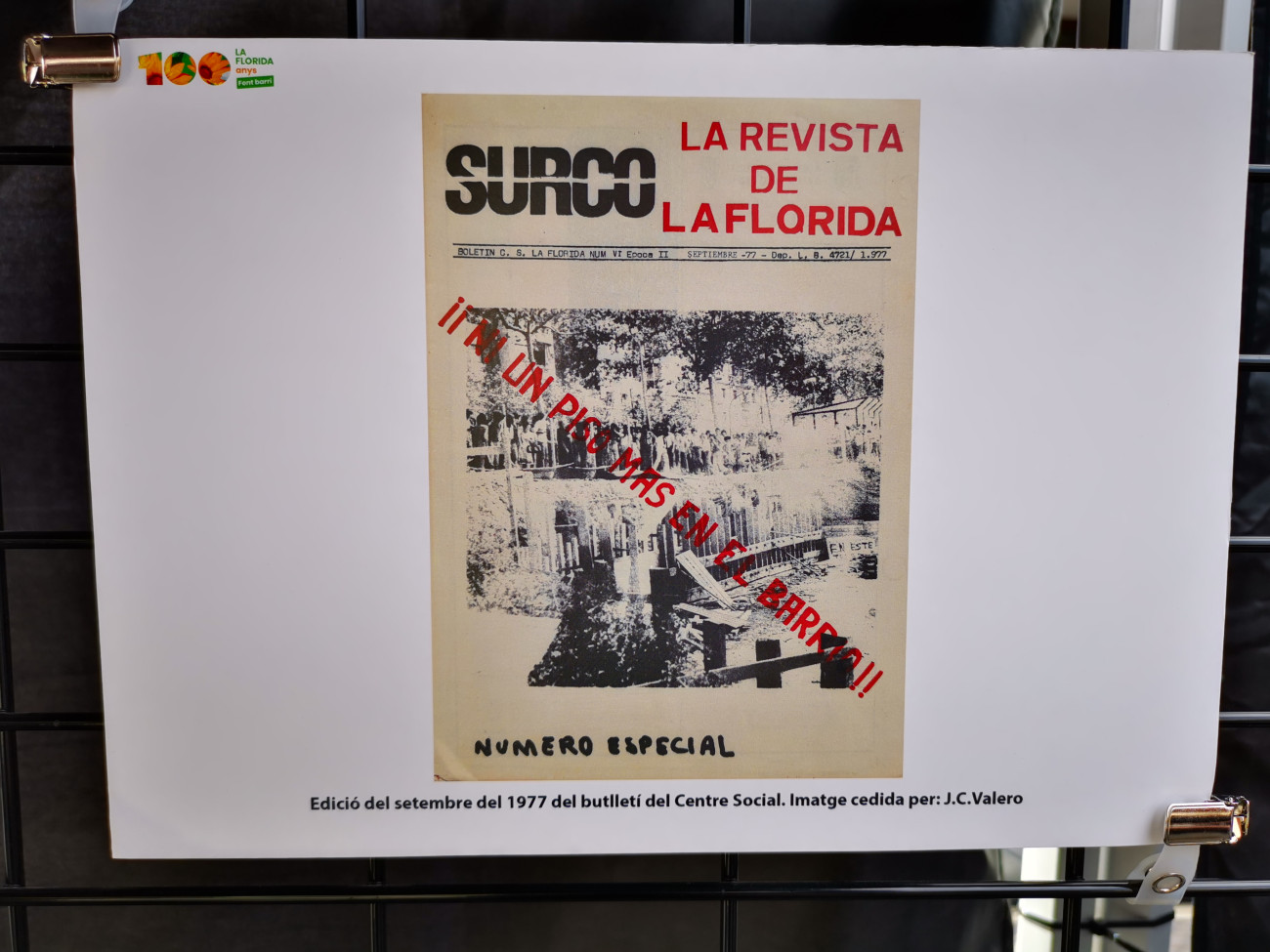  Portada de la revista Surco de setembre de 1977, editada pel Centre Social La Florida i en la que es reivindicava menys construcció de blocs al barri per fer equipaments