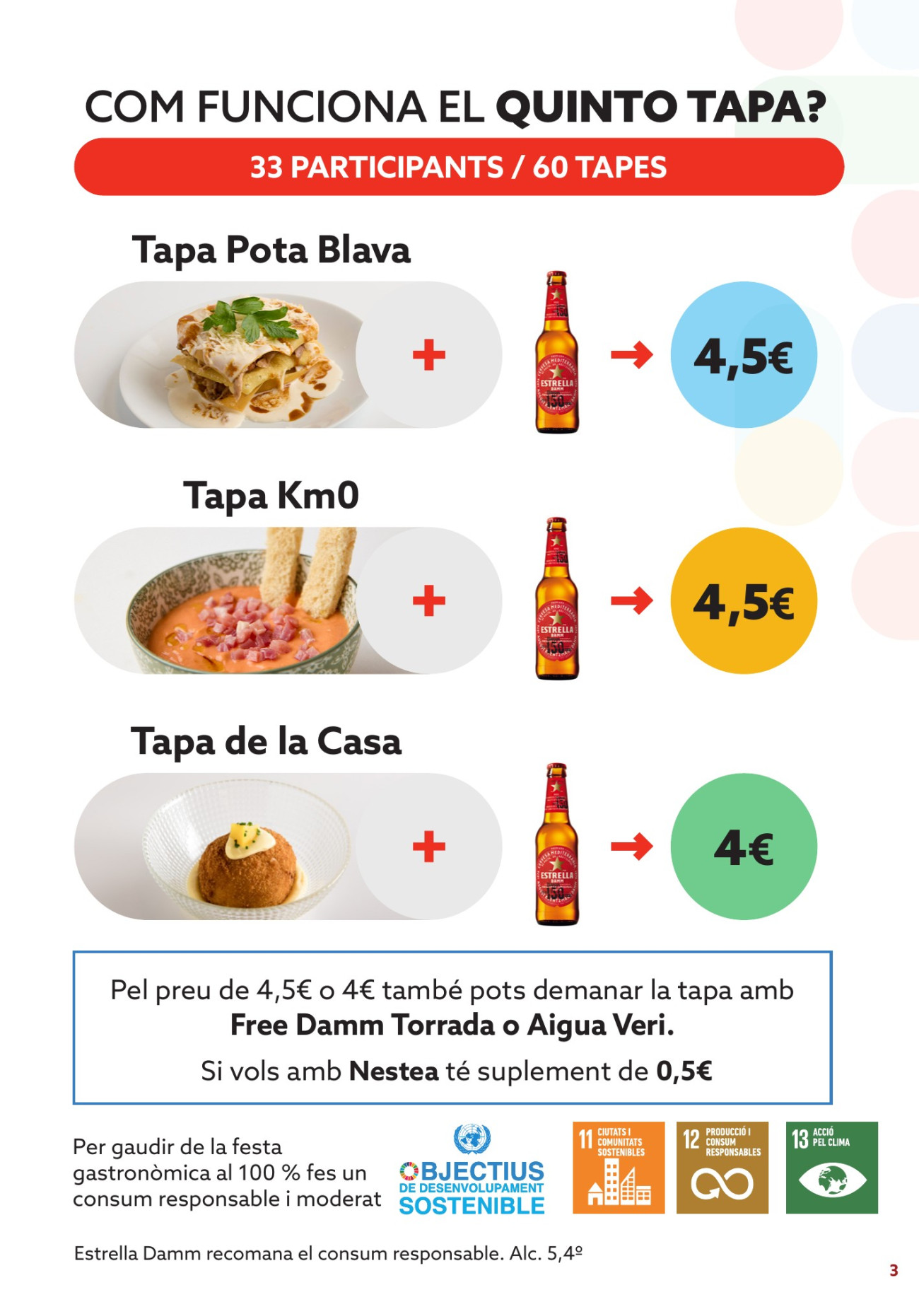 Les tapes amb una cervesa tenen un cost entre 4 euros i 4,5