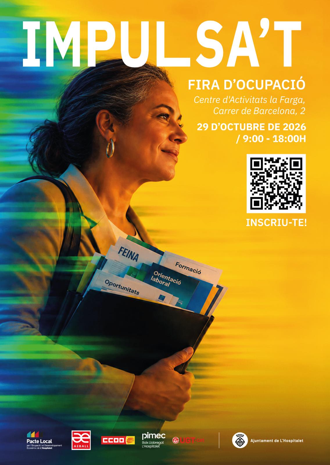 Cartell de la Fira de l’Ocupació de L’Hospitalet, que se celebrarà el 29 d’octubre.